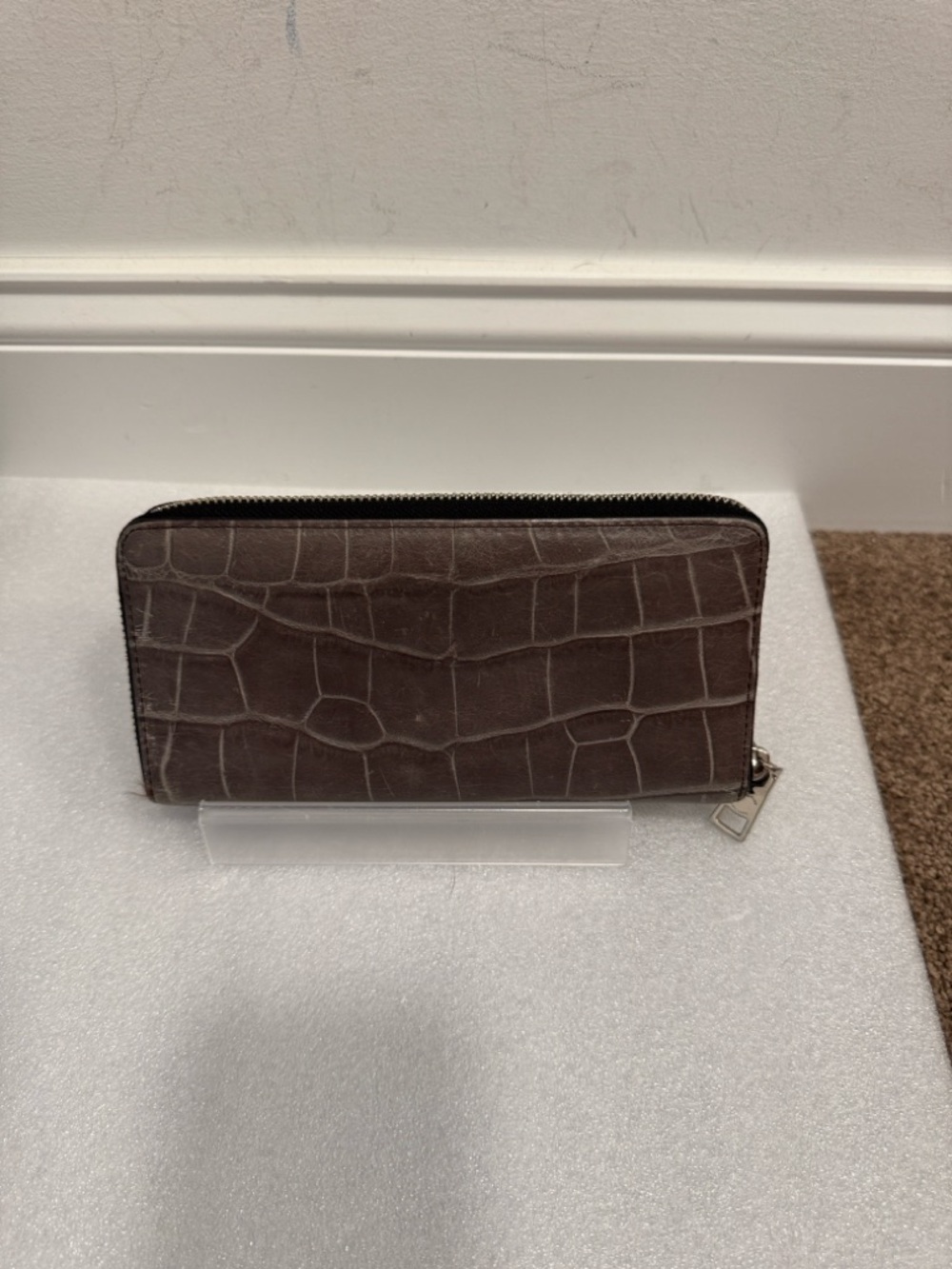 COACH gray Croc-Embossed Zip Wallet - Picture 2 of 6
